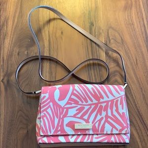 Kate Spade Coral Palm Leaf crossbody bag